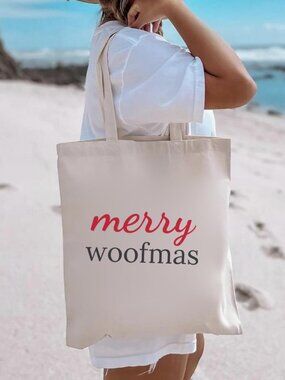 Merry Woofmas Dog Mom Christmas Tote Bag